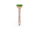 Rose gold Oval Cut Peridot Pavé Solitaire Ring with Round Band and Prong Setting_26