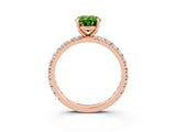 Rose gold Oval Cut Peridot Pavé Solitaire Ring with Round Band and Prong Setting_27