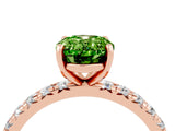 Rose gold Oval Cut Peridot Pavé Solitaire Ring with Round Band and Prong Setting_28