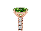 Rose gold Oval Cut Peridot Pavé Solitaire Ring with Round Band and Prong Setting_29