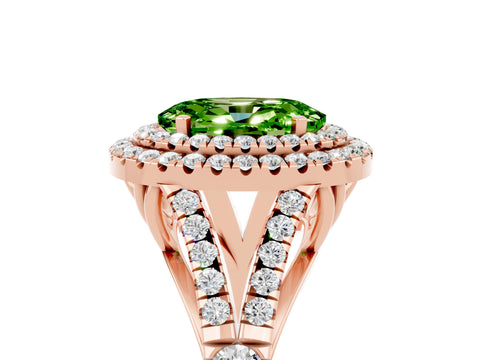 Rose gold Oval Cut Peridot Pavé Split Shank Double Halo Engagement Ring_5