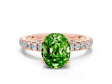 Rose gold Oval Cut Peridot Pave Band Solitaire Ring with Four-Prong Setting_24