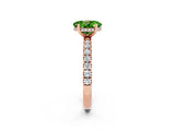 Rose gold Oval Cut Peridot Pave Band Solitaire Ring with Four-Prong Setting_26