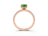 Rose gold Oval Cut Peridot Pave Band Solitaire Ring with Four-Prong Setting_27