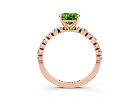 Rose gold Oval Cut Peridot Prong Set Engagement Ring with Pavé Band_3