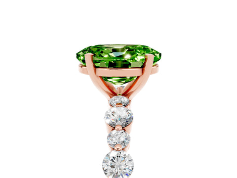 Rose gold Oval Cut Peridot Prong Set Engagement Ring with Pavé Band_5