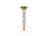 Rose gold Oval Cut Peridot Prong Setting with Side Stones on a Pave Band_2