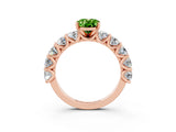 Rose gold Oval Cut Peridot Prong Setting with Side Stones on a Pave Band_3