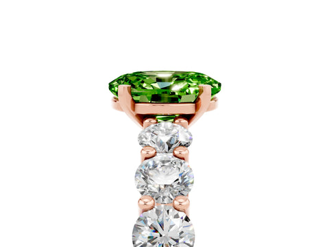 Rose gold Oval Cut Peridot Prong Setting with Side Stones on a Pave Band_5