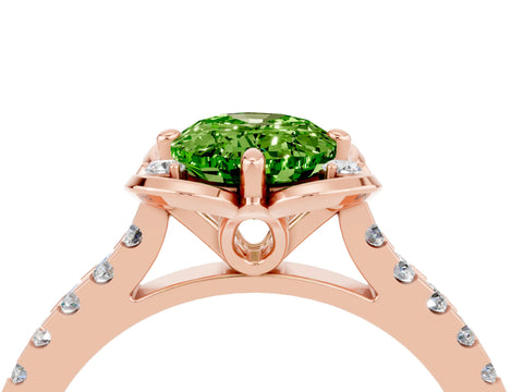 Rose gold Oval Cut Peridot Ring with Pavé Band and Floral Prong Setting_4