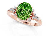 Rose gold Oval Cut Peridot Ring with Side Stones and Four-Prong Setting_73