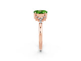 Rose gold Oval Cut Peridot Ring with Side Stones and Four-Prong Setting_74