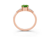 Rose gold Oval Cut Peridot Ring with Side Stones and Four-Prong Setting_75