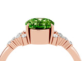 Rose gold Oval Cut Peridot Ring with Side Stones and Four-Prong Setting_76