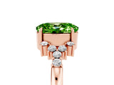 Rose gold Oval Cut Peridot Ring with Side Stones and Four-Prong Setting_77