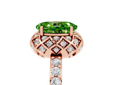 Rose gold Oval Cut Peridot Scalloped Halo Engagement Ring with Round Shared Prong Band_17