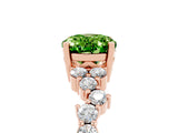 Rose gold Oval Cut Peridot Scattered Round Accent Ring with Prong Setting_17