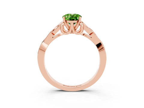 Rose gold Oval Cut Peridot Solitaire Celtic Knot Ring with Four-Prong Setting_15