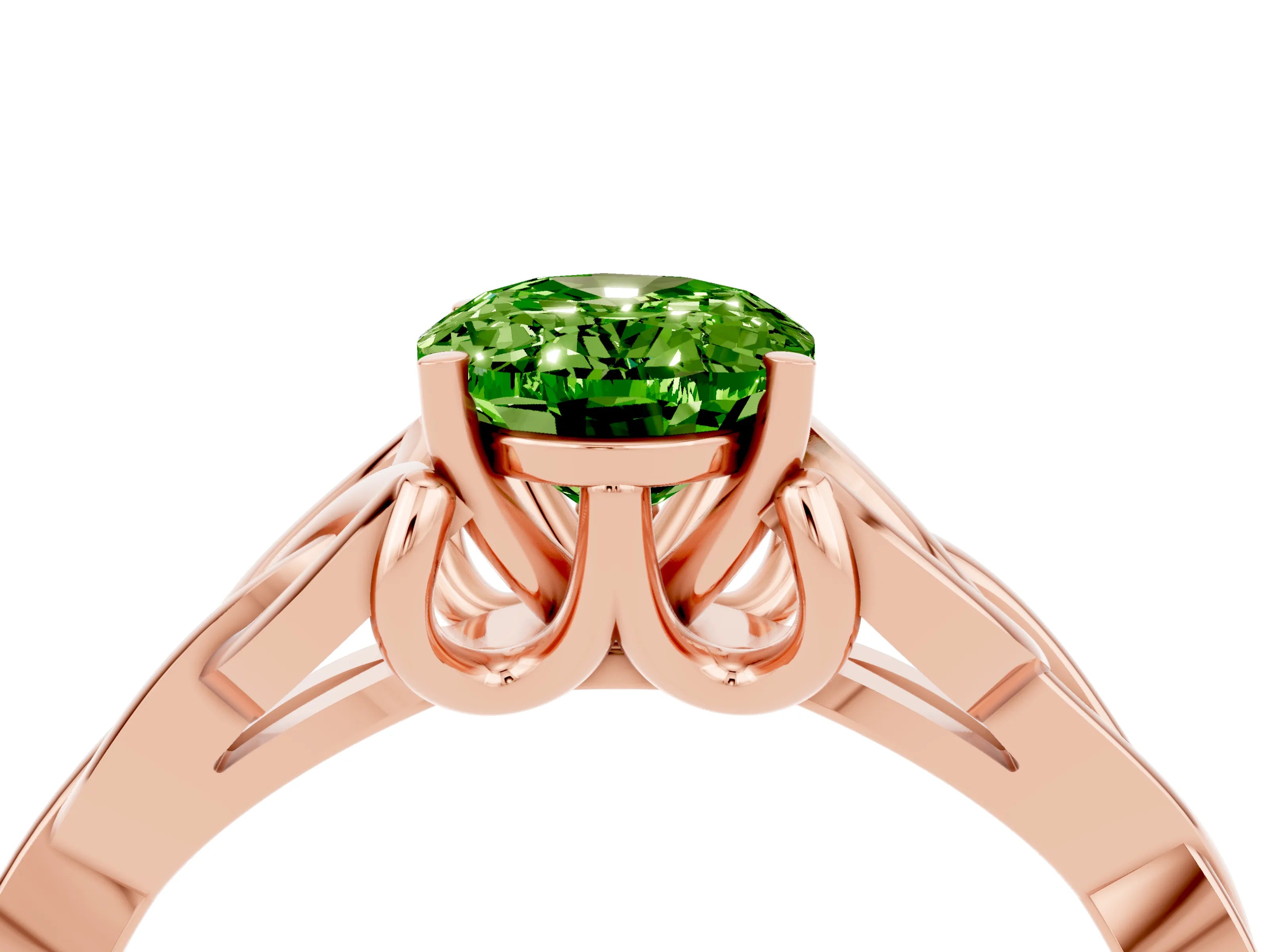Rose gold Oval Cut Peridot Solitaire Celtic Knot Ring with Four-Prong Setting_16