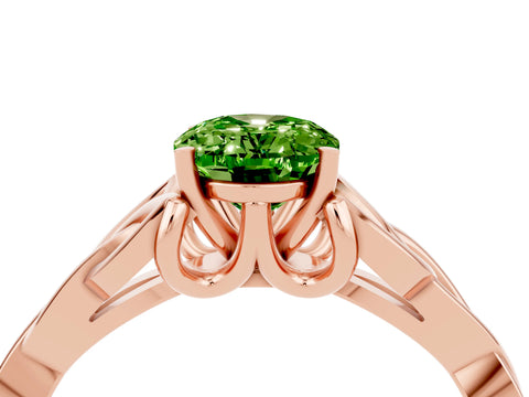 Rose gold Oval Cut Peridot Solitaire Celtic Knot Ring with Four-Prong Setting_16