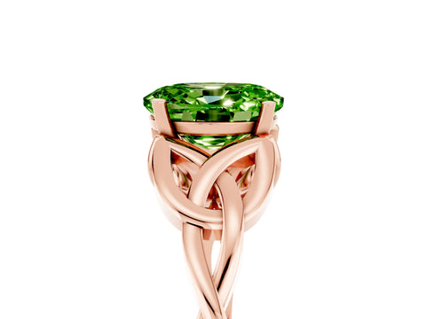 Rose gold Oval Cut Peridot Solitaire Celtic Knot Ring with Four-Prong Setting_17