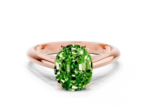 Rose gold Oval Cut Peridot Solitaire Engagement Ring with Cathedral Setting and Four-Prong Mount_12