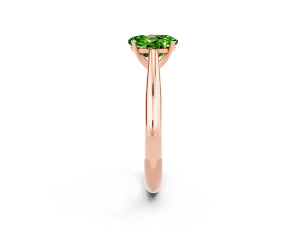 Rose gold Oval Cut Peridot Solitaire Engagement Ring with Cathedral Setting and Four-Prong Mount