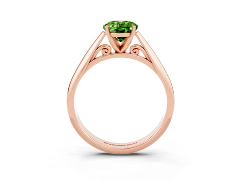 Rose gold Oval Cut Peridot Solitaire Engagement Ring with Cathedral Setting and Four-Prong Mount_15