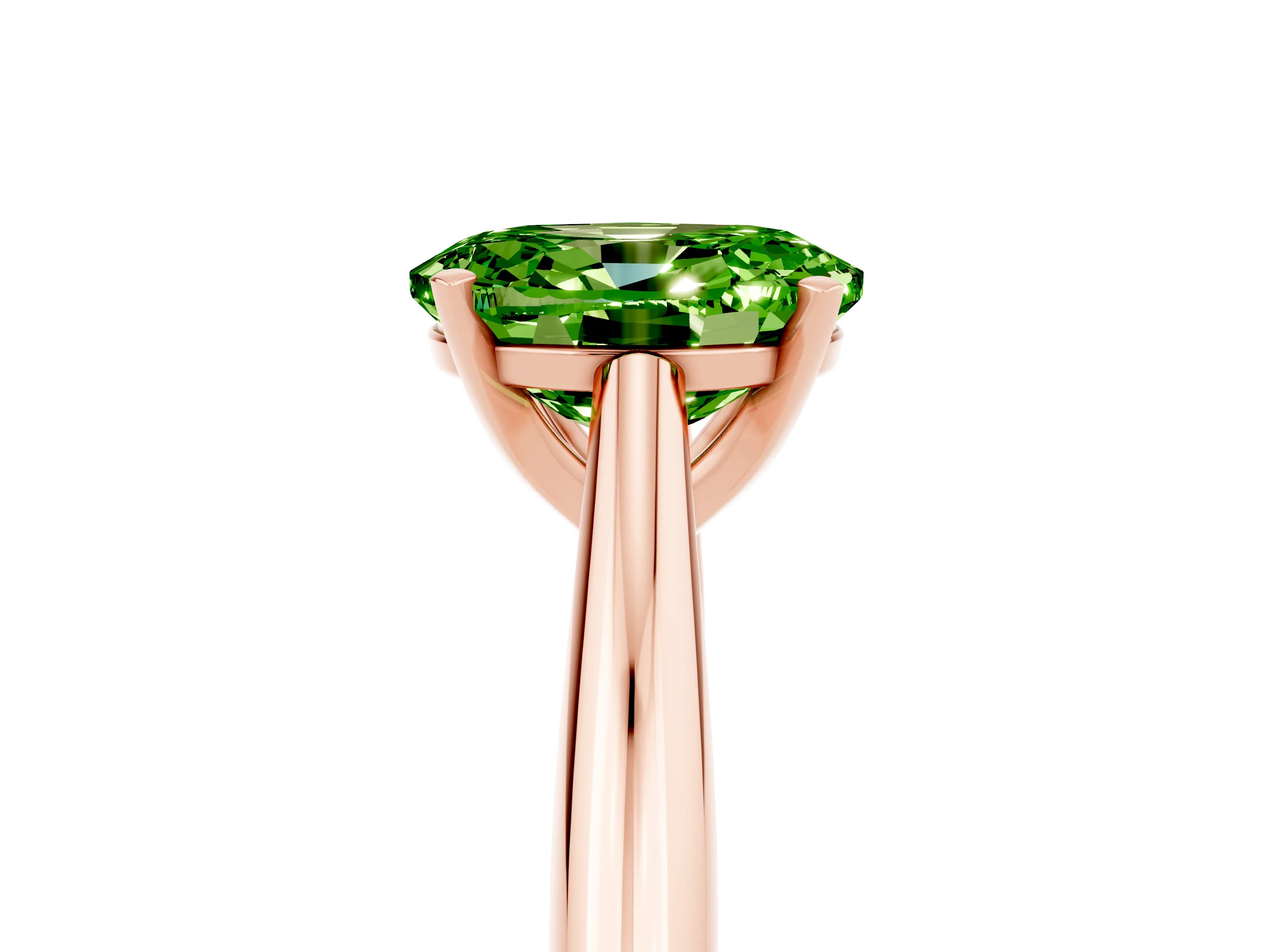 Rose gold Oval Cut Peridot Solitaire Engagement Ring with Cathedral Setting and Four-Prong Mount_17