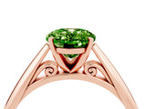 Rose gold Oval Cut Peridot Solitaire Engagement Ring with Cathedral Setting and Four-Prong Mount_28