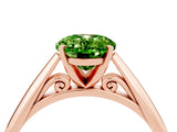 Rose gold Oval Cut Peridot Solitaire Engagement Ring with Cathedral Setting and Four-Prong Mount_70