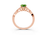 Rose gold Oval Cut Peridot Solitaire Engagement Ring with Celtic Knot Band and Four-Prong Setting_3