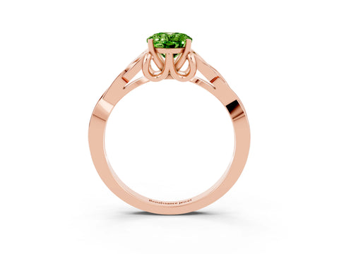 Rose gold Oval Cut Peridot Solitaire Engagement Ring with Celtic Knot Band and Four-Prong Setting_3