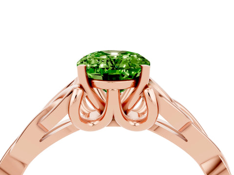 Rose gold Oval Cut Peridot Solitaire Engagement Ring with Celtic Knot Band and Four-Prong Setting_4