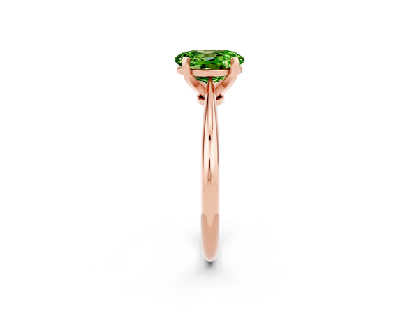Rose gold Oval Cut Peridot Solitaire Engagement Ring with Classic Band and Four-Prong Setting