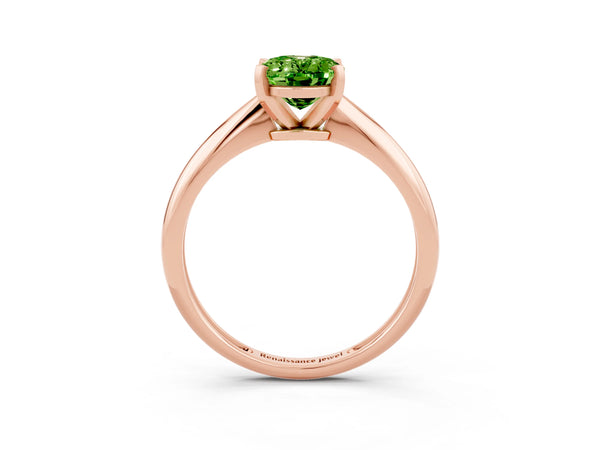 Rose gold Oval Cut Peridot Solitaire Engagement Ring with Classic Band and Four-Prong Setting