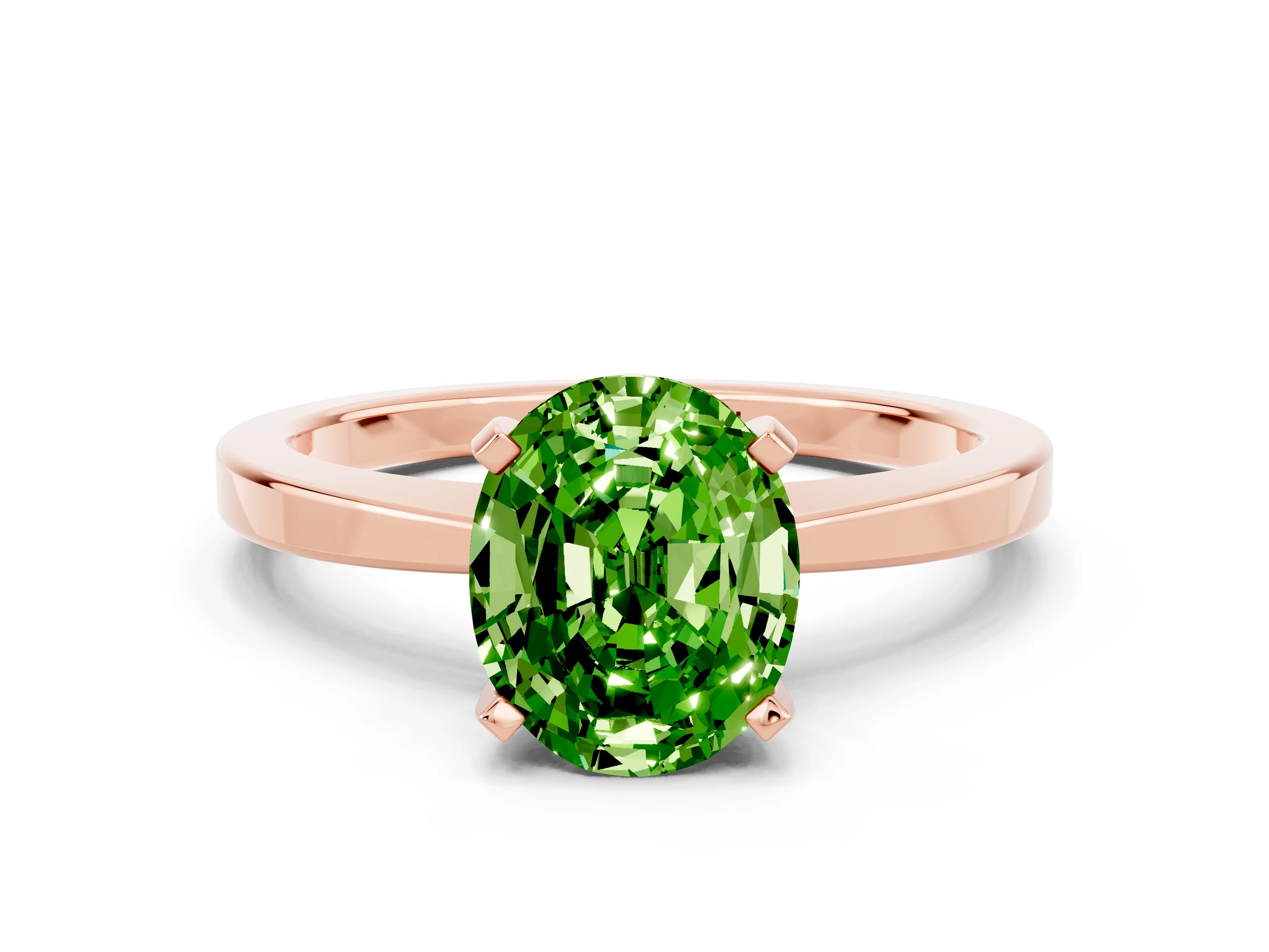 Rose gold Oval Cut Peridot Solitaire Engagement Ring with Classic Band and Four-Prong Setting_24