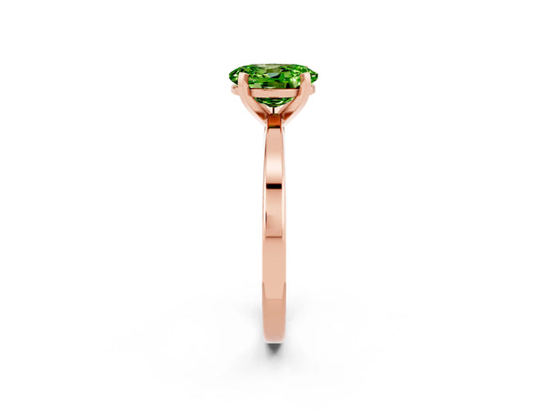 Rose gold Oval Cut Peridot Solitaire Engagement Ring with Classic Band and Four-Prong Setting