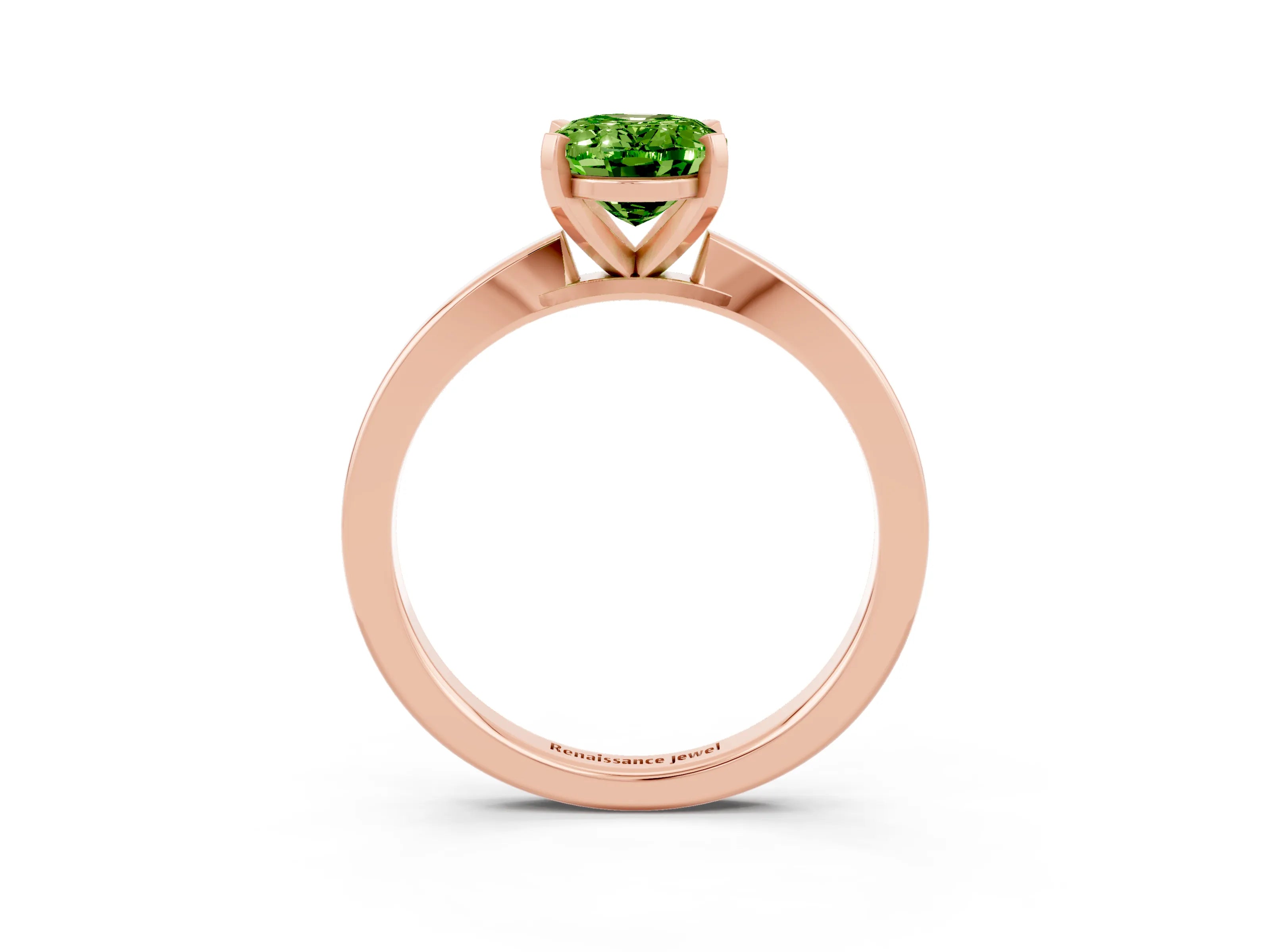Rose gold Oval Cut Peridot Solitaire Engagement Ring with Classic Band and Four-Prong Setting_27