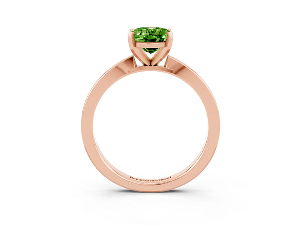 Rose gold Oval Cut Peridot Solitaire Engagement Ring with Classic Band and Four-Prong Setting