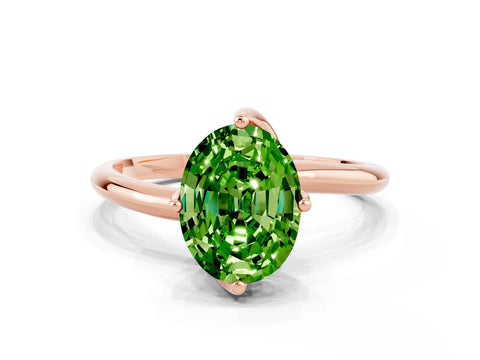Rose gold Oval Cut Peridot Solitaire Engagement Ring with Four-Prong Setting and Classic Band_12
