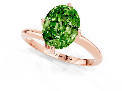 Rose gold Oval Cut Peridot Solitaire Engagement Ring with Four-Prong Setting and Classic Band_13