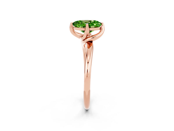 Rose gold Oval Cut Peridot Solitaire Engagement Ring with Four-Prong Setting and Classic Band