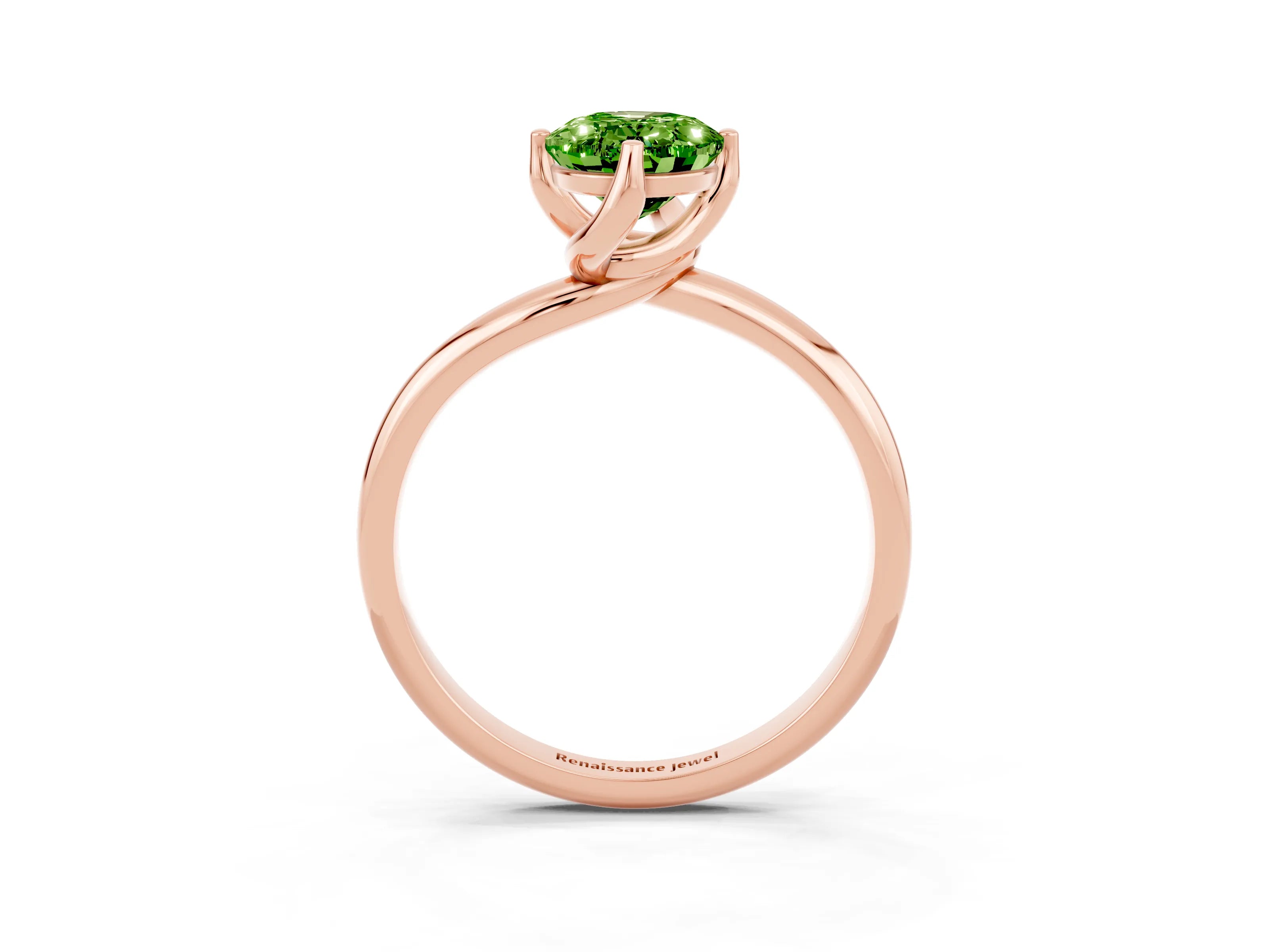 Rose gold Oval Cut Peridot Solitaire Engagement Ring with Four-Prong Setting and Classic Band_15