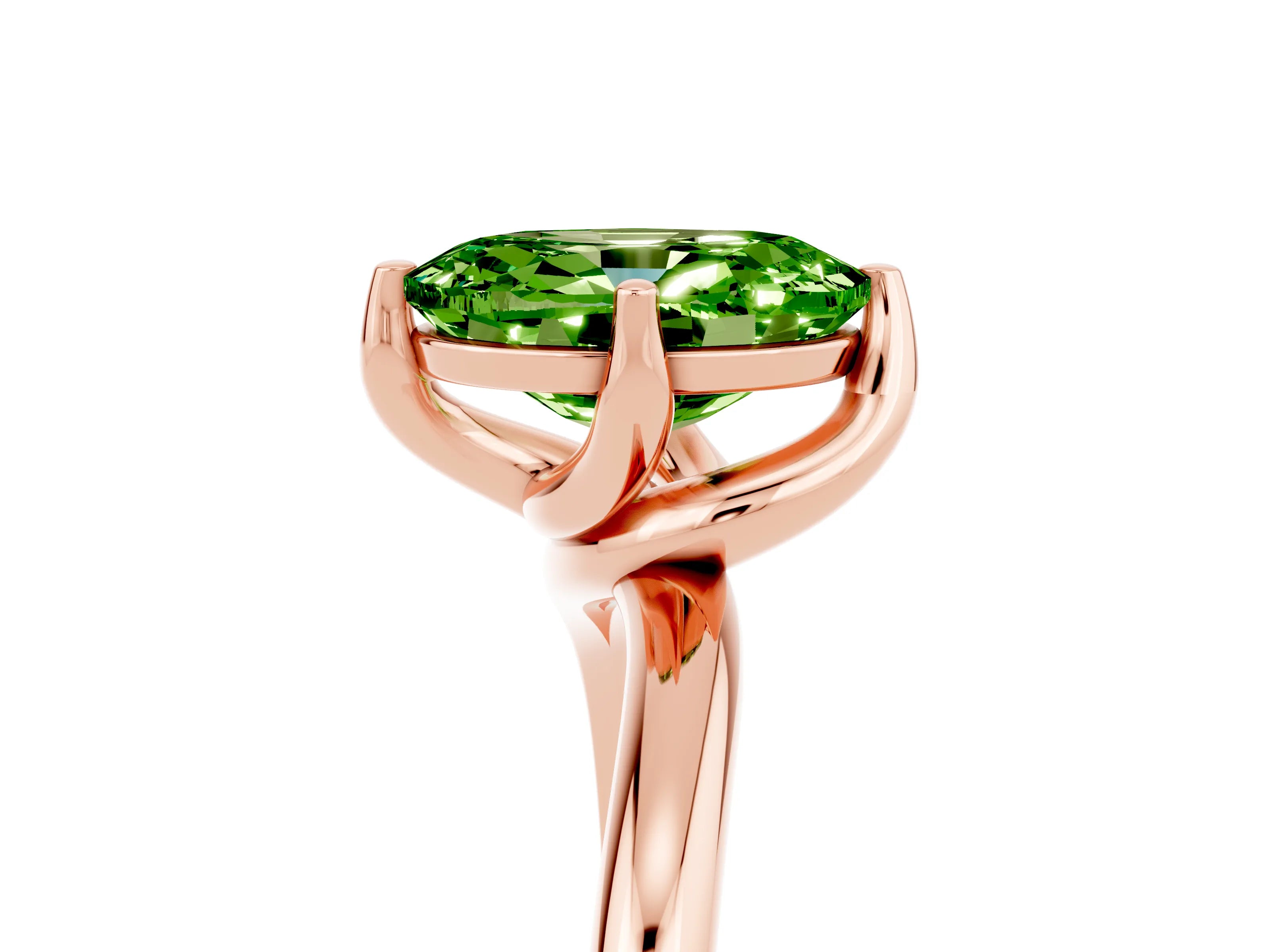 Rose gold Oval Cut Peridot Solitaire Engagement Ring with Four-Prong Setting and Classic Band_17