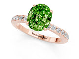 Rose gold Oval Cut Peridot Solitaire Engagement Ring with Pavé Band and Four-Prong Setting_1