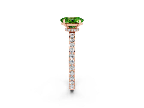 Rose gold Oval Cut Peridot Solitaire Engagement Ring with Pavé Band and Four-Prong Setting_2