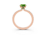 Rose gold Oval Cut Peridot Solitaire Engagement Ring with Pavé Band and Four-Prong Setting_3