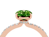 Rose gold Oval Cut Peridot Solitaire Engagement Ring with Pavé Band and Four-Prong Setting_4