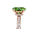 Rose gold Oval Cut Peridot Solitaire Engagement Ring with Pavé Band and Four-Prong Setting_5